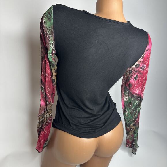 Boho Whimsigoth Sequin Beaded Medallion Top Festival Witchy Gypsy Fairycore M - Picture 2 of 16